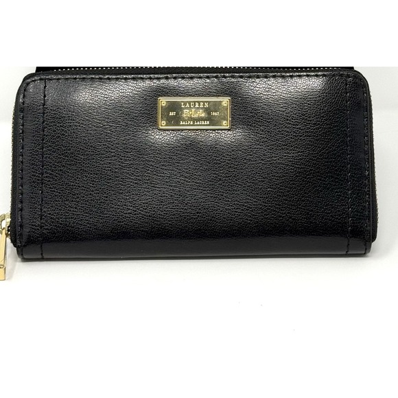 Ralph Lauren Handbags - Ralph Lauren Black Leather Zip Around Folding Continental Wallet Clutch